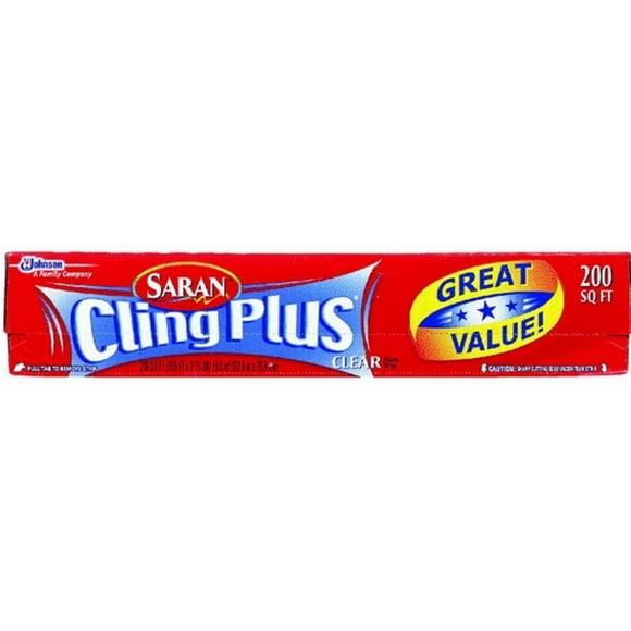 Saran Cling Plus Clear Plastic Wrap, 200 sq ft (3 pack) (Bundle)