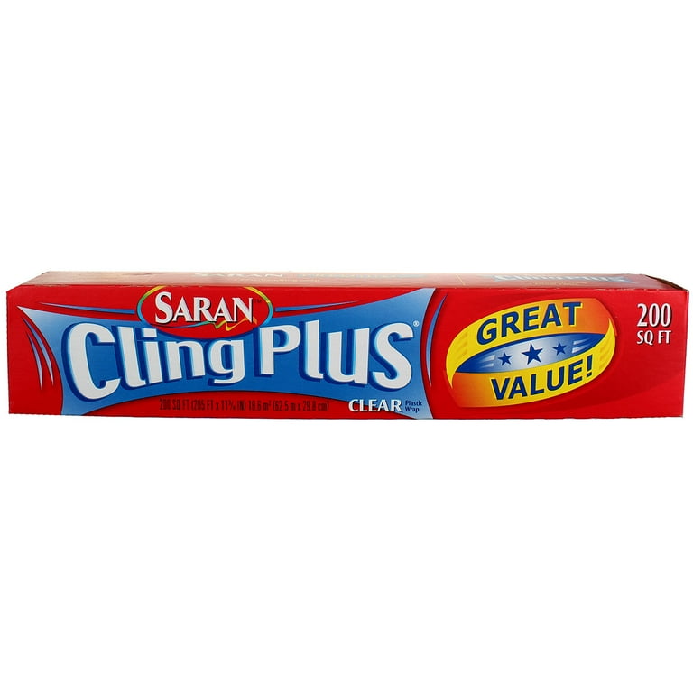 Saran Cling Plus Clear Plastic Wrap 200 sq ft 6 pack