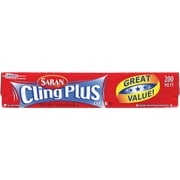 Saran Cling Plus Plastic Wrap - Plastic Wrap Roll - 1 Count, 200 Sq Ft