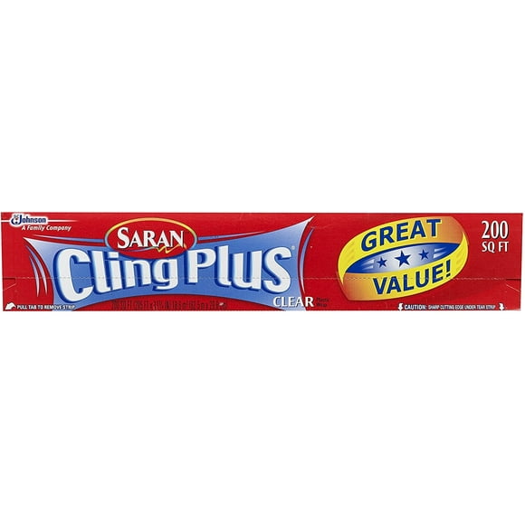 Saran Cling Plus Plastic Wrap, 200 Sq Ft, 1 Count Pack of 1