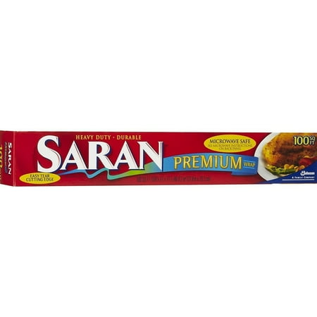 Saran Premium Plastic Wrap, 100-Square Foot Roll 1 each - 6 Pack