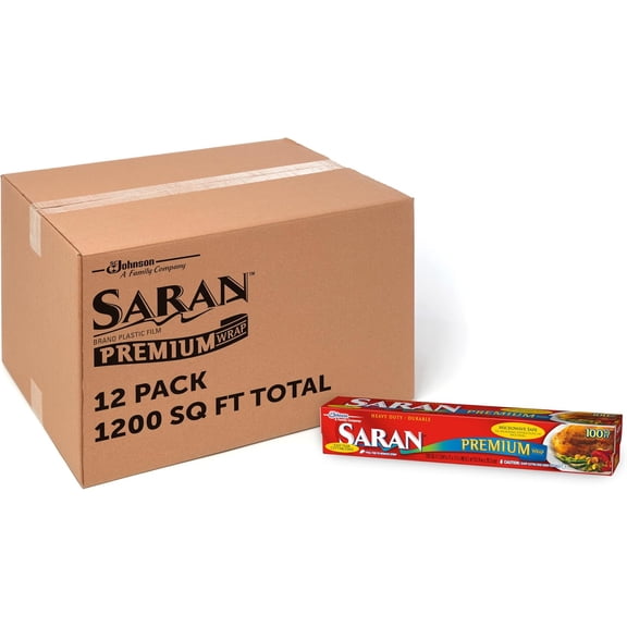 Saran Premium Plastic Wrap, Bulk Food Storage, Easy Dispense, 1,200 Sq Ft