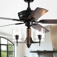 thumbnail image 1 of Saranac 5-Blade 52-Inch Forged Black Lighted Ceiling Fans with Clear Pillar Glass Lamps (Remote Controlled), 1 of 4