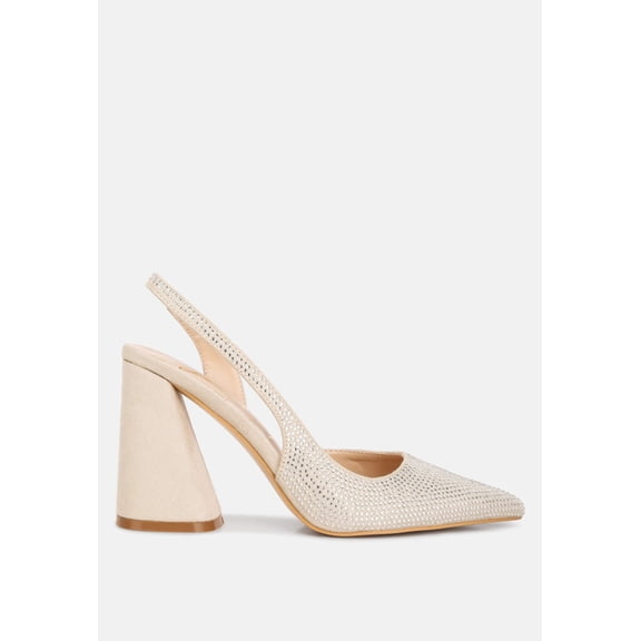 Saranna Rhinestone Embellished Suede Heel Sandals