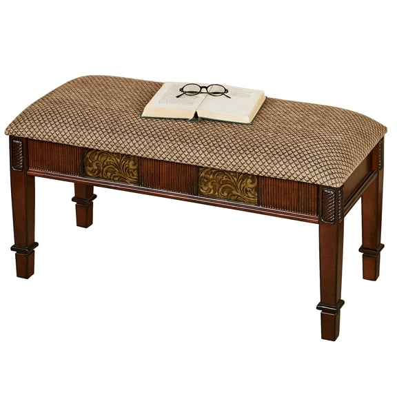 Sarantino Upholstered Bench Natural Cherry 37 inches wide x 16 inches deep x 19 inches high