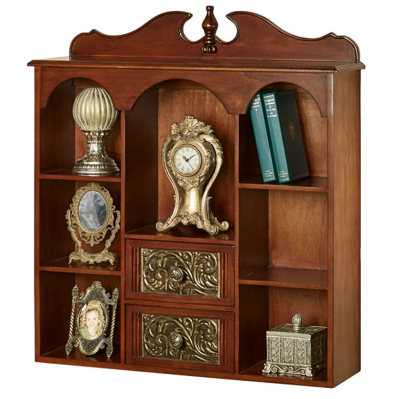 Sarantino Wall Wooden Curio Cabinet Natural Cherry
