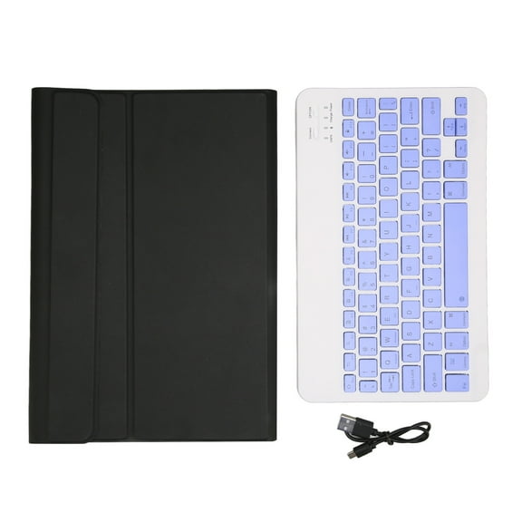 Sarapandan 11" Quiet Typing for Tablets, Leather Cover, Perfect for Pad5 Pro5, Black Waterproof Ultra-Thin Wireless Keyboard