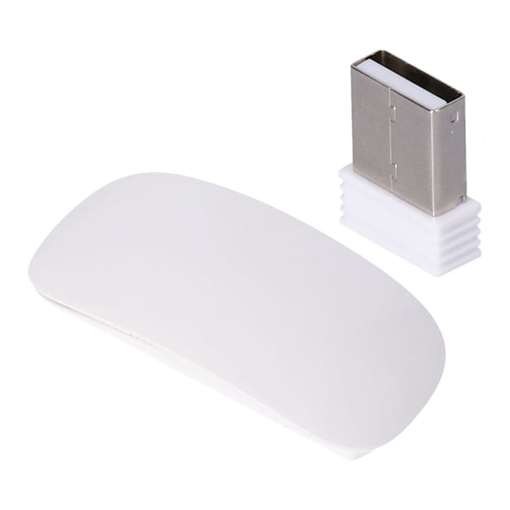 Sarapandan 2.4G Portable Optical Mouse for Laptops, Computers & Tablets, USB Receiver Included - White Wireless Slim Mini Mouse