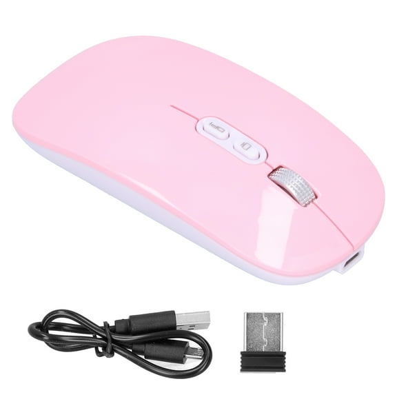 Sarapandan 2.4GHz & Bluetooth 5.0 Dual Mode Wireless Optical Mouse for Gaming & Office - Rechargeable, Pink