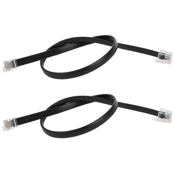 Sarapandan 2x 40mm RJ25 6PIN Right Angle Sensor Cables with Dual Crystal Heads for Industrial Robots