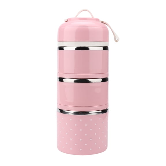 Sarapandan 3 Compartments Stainless Steel Thermal Insulated Lunch Box Bento Food Container (Pink)