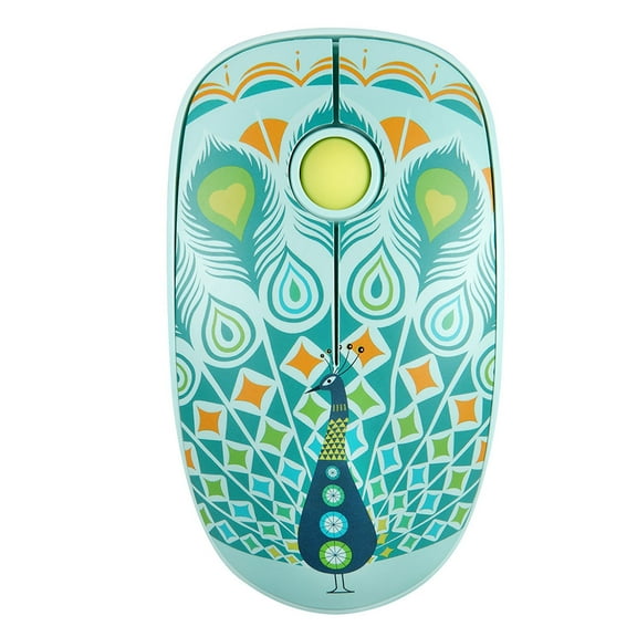 Sarapandan 3 Keys, 3D, 1500DPI for Laptops & Notebooks Peacock-Themed Mini Wireless Game Mouse