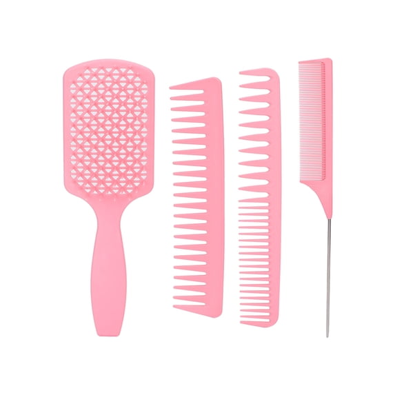 Sarapandan 4-Piece Detangler for Long, Thick Hair, Styling Tool in Pink Gift Box Professional Hair Comb Set for Men & Women