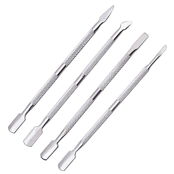 Sarapandan 4-Piece Textured Nail Scraper Tool for Salon-Grade Beauty Care Stainless Steel Cuticle Pusher Set