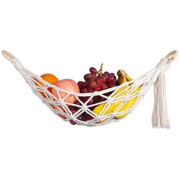 Sarapandan 56cm Fruit and Vegetable Hammock, 100% Hand-Woven Cotton, Space Saving, Under Cabinet Fruit and Vegetable Hammock for Kitchen, Home, RV