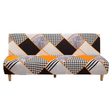 Sarapandan Armless Futon Slipcovers Stretch Folding Sofa Bed Cover with Elastic Bottom, Printed Fitted Couch Cover Furniture Protector for Pets Sarapandan