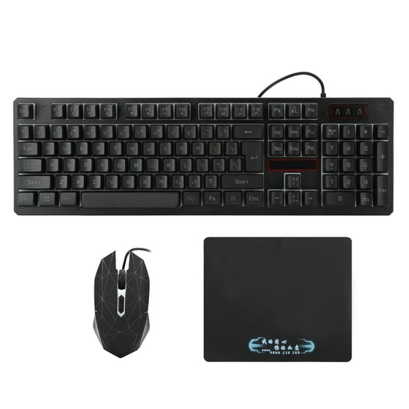 Backlit PC/Laptop Set for Enhanced Gaming Experience, Black USB Wired Gaming Keyboard & Mouse Combo