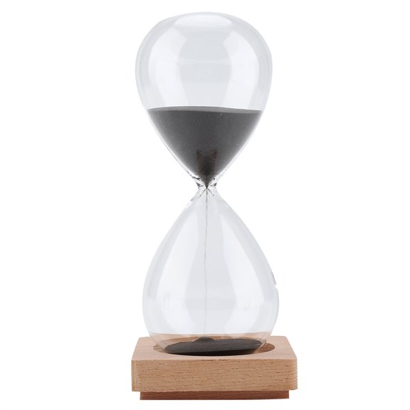 Sarapandan Classic Timekeeper for Home & Office Dcor 30-Minute Black Hourglass with Wooden Base