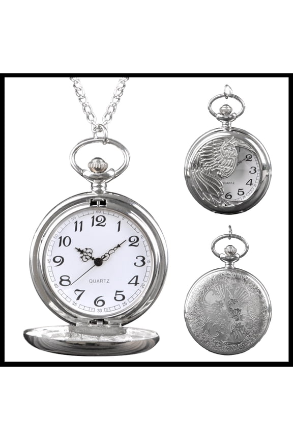 Classical Quartz Pocket Watch, Classical Sculptured Fob Pocket Watch, Numerals Antique Silver with Chain, Men Women Pocket Watches Pendant Gift for Birthday Anniversary