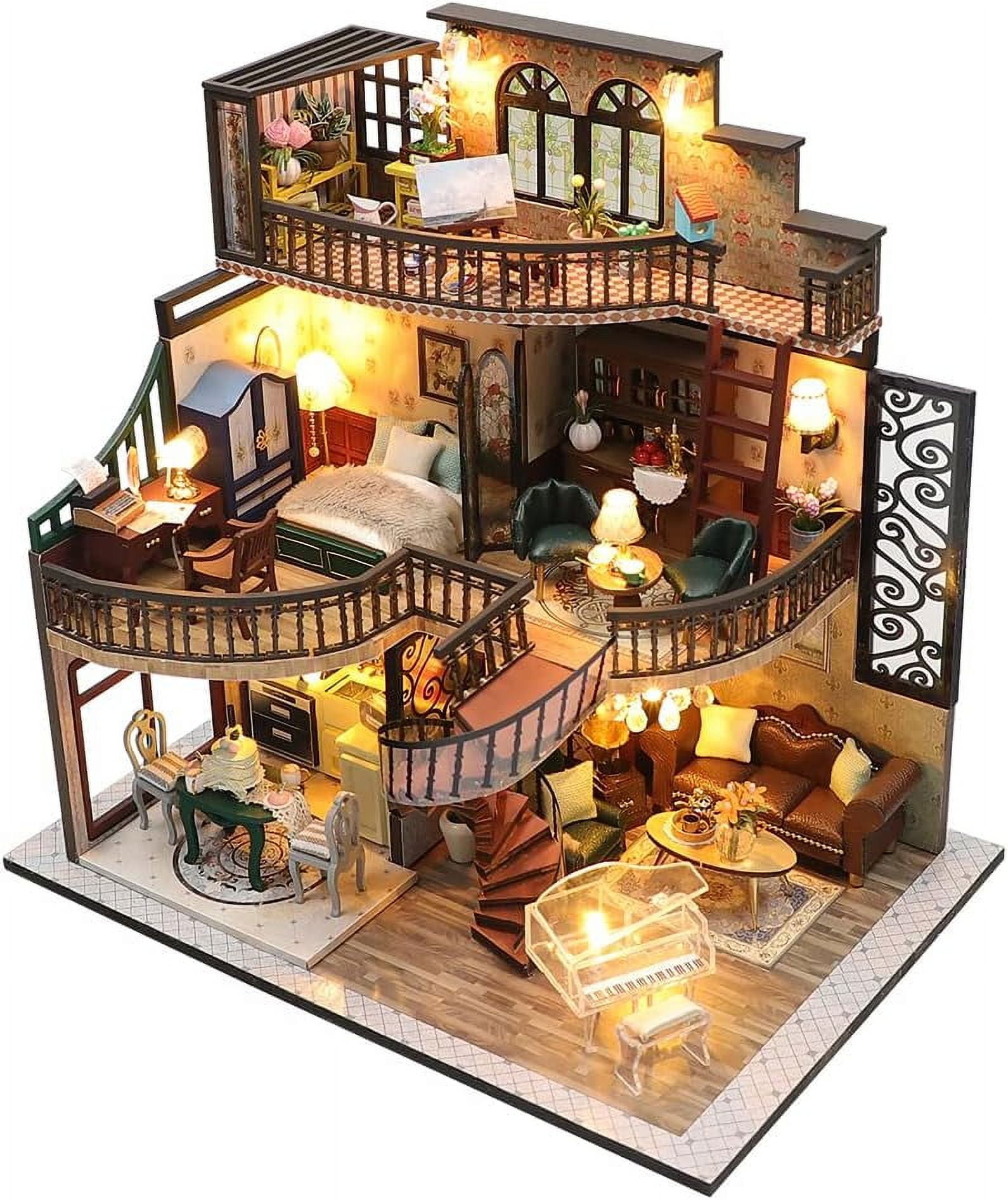Sarapandan Dollhouse Miniature with Furniture, Idea DIY Wooden