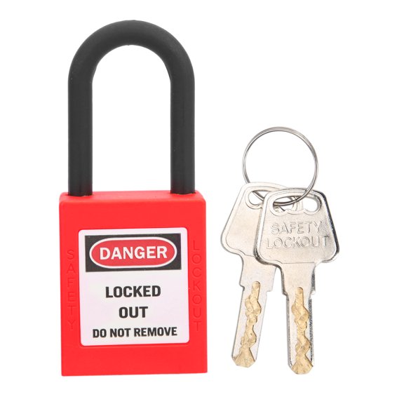 Sarapandan Industrial-Grade Nylon Safety Device for Construction Site Dustproof & Insulation, Secure Engineering Tool Red 38mm Lockout Lock