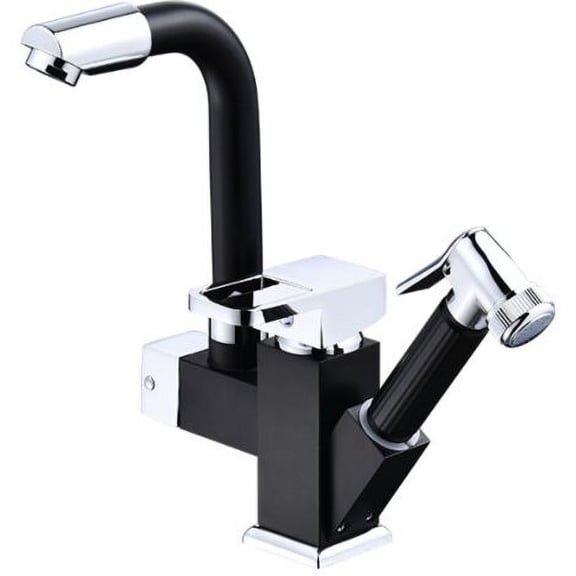 Sarapandan Kitchen 360 Rotating Multifunctional Mixer Tap with Pull-Out Spray Black Color