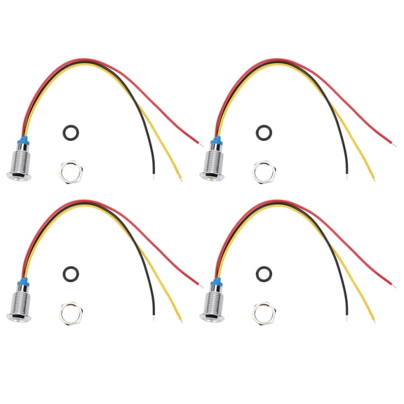 Sarapandan Red & Yellow Indicator, Common Cathode, Pre-Wired for 12/24V Use Waterproof 2-Color 10mm Round LEDs Sarapandan