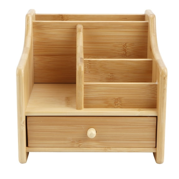 Sarapandan Remote Control & Cosmetic Storage with Drawer - Efficient Space Saver Versatile Bamboo Desktop Organizer Sarapandan