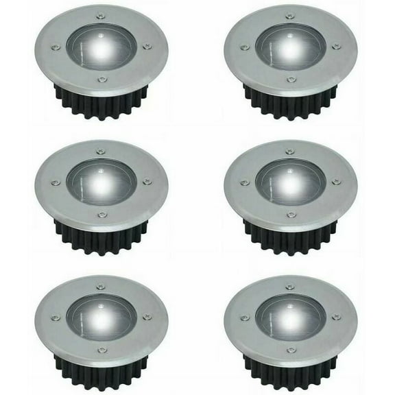 Sarapandan Set of 6 solar LED spotlights recessed in the ground - Round - Diameter: 85 mm - Exterior resistant to the base - Stainless steel front - 6 solar lamps - IP44,