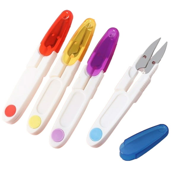 Sarapandan Sewing Snips,4 Pcs Sewing Thread Cutters U Shape Thread Snips With Plastic Safety Cover Cross Stitch Scissors Unpicker For Tailor Embroidery Needlewor