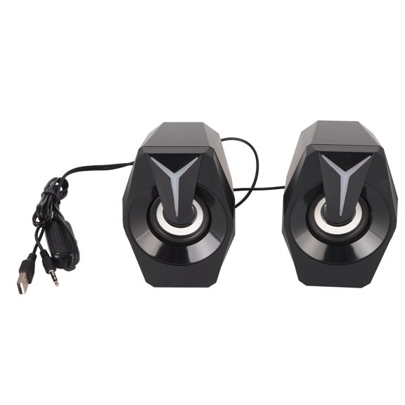 Sarapandan USB Powered Speaker with RGB Lights Volume Control Portable Wired Subwoofer Speaker for Laptop Desktop Computer Desktop Black