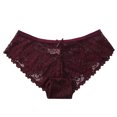 thumbnail image 1 of Sarapandan Underwear Lace Low Waist High Resilience Cute Pure Color Breathable Panties for Women Girls Wine Red XL, 1 of 4