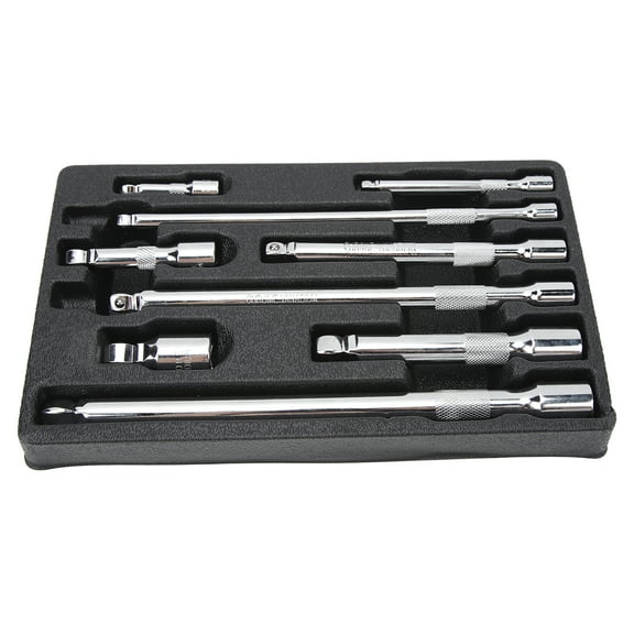 Sarapandan Universal Wobble Extension Bar Set, 1/4", 3/8", 1/2" Drives, 9-Piece with Storage Tray