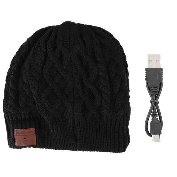 Sarapandan Wireless Bluetooth Stereo Headphones Outdoor Sports Twisted Beanie Headset Music Cap (Black)