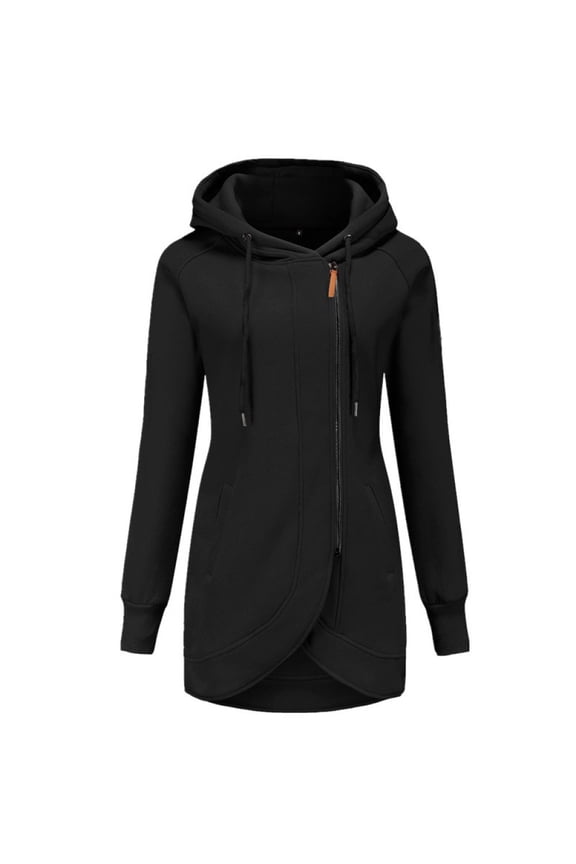 Women's long hooded winter jumper sweat jacket with zip Sarapandan