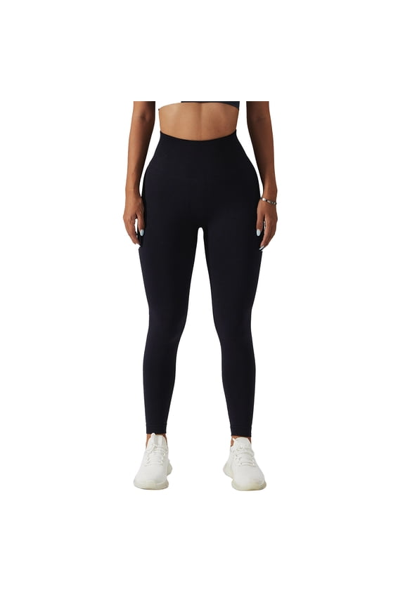 Yoga Long Leggings Seamless Tight Stretch Elastic Hip Fitness Pants for Women Running Sport Black S