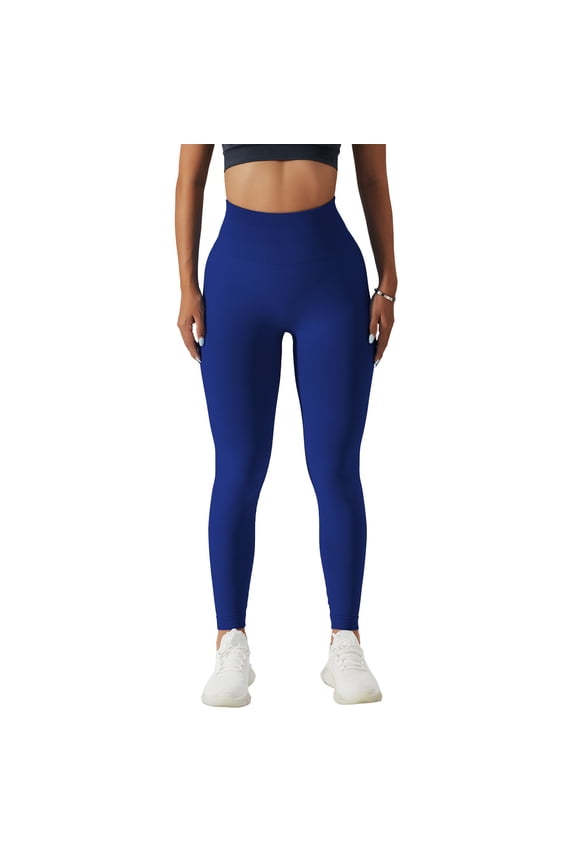 Yoga Long Leggings Seamless Tight Stretch Elastic Hip Fitness Pants for Women Running Sport Dark Blue L