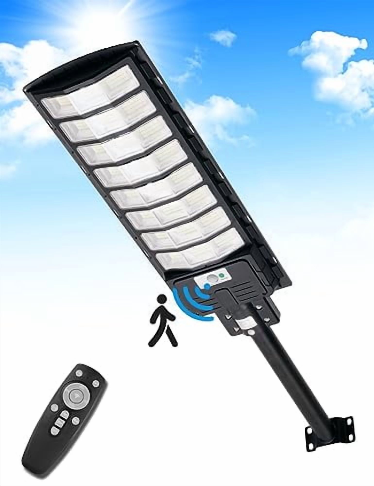 Sararoom 800W Solar Street Light Outdoor Waterproof, 80000LM Dusk to Dawn with Motion Sensor, Dimmable LED for Parking Lot, Yard, etc