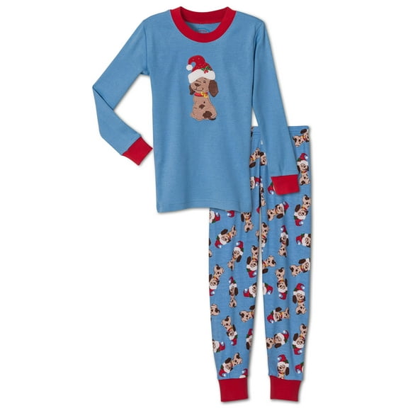 Saras Prints Boys and Girls Pajama Kids Fun Top and Pants Sleepwear, Blue, Size: 2