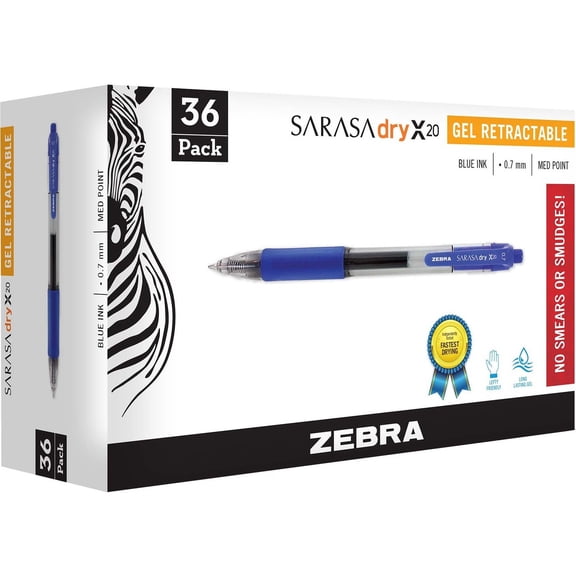 Sarasa Dry Gel X20 Gel Pen, Retractable, Medium 0.7 Mm, Blue Ink, Translucent Blue Barrel, 36/pack | Bundle of 5 Packs