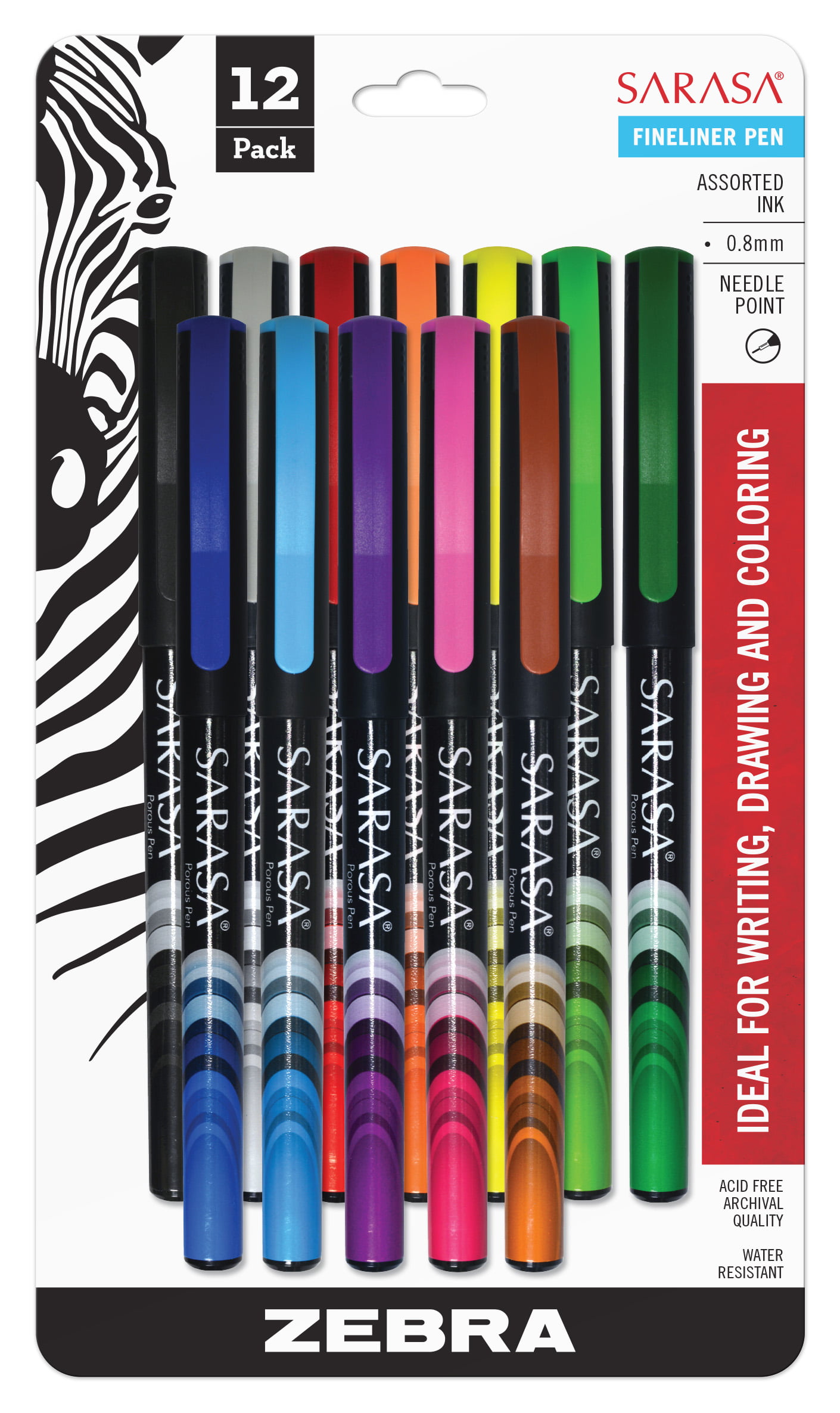 Nylea Fineliner Color Pen Set, Needle Point 0.4mm Assorted Color
