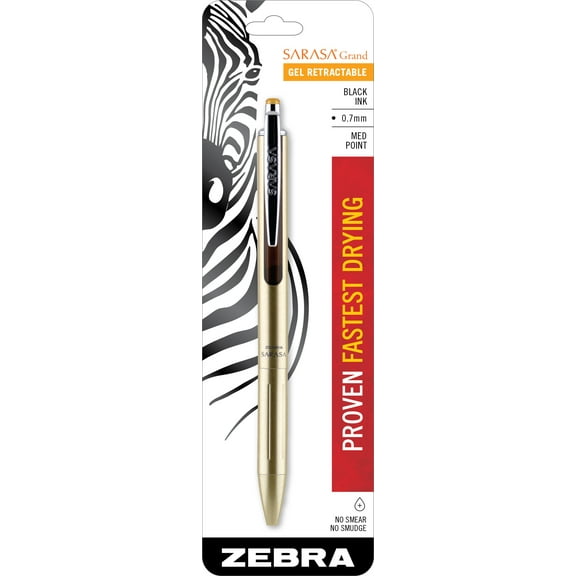 Sarasa Grand Gel Retractable Pen, Gold, Fine 0.7mm, Black Ink, 1Pk