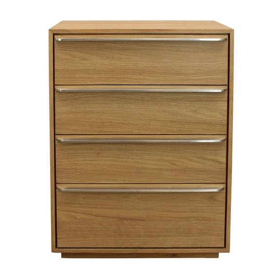 Sarasota 4-Drawer Oak Wood Dresser with Metal Handles in Natural Finish