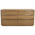 thumbnail image 1 of Sarasota 60" Oak Wood Dresser with 6 Drawers and Metal Handles in Natural Finish, 1 of 5