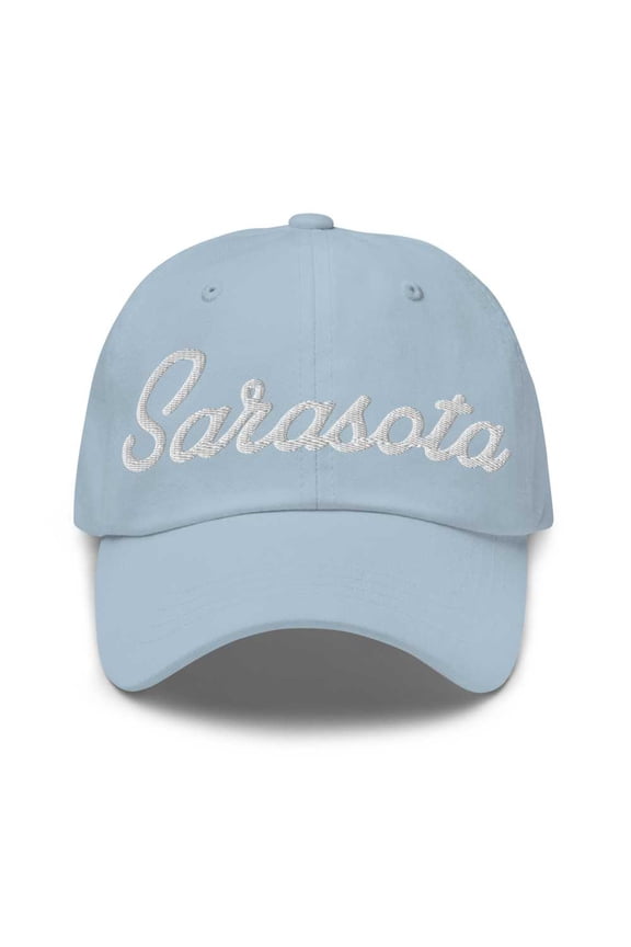 Sarasota Baseball Cap Sarasota Dad Hat Bold Script South Carolina SC Hat Embroidered Souvenir Gift Light Blue