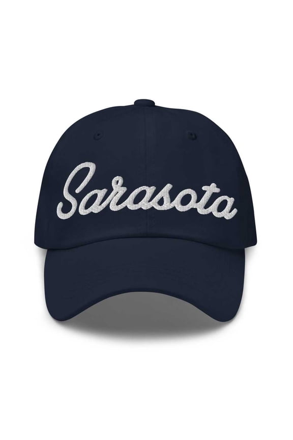 Sarasota Baseball Cap Sarasota Dad Hat Bold Script South Carolina SC Hat Embroidered Souvenir Gift Navy