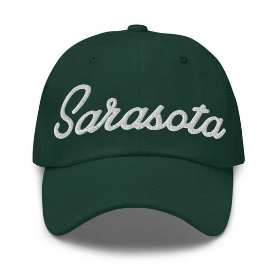 Sarasota Baseball Cap Sarasota Dad Hat Bold Script South Carolina SC Hat Embroidered Souvenir Gift Spruce