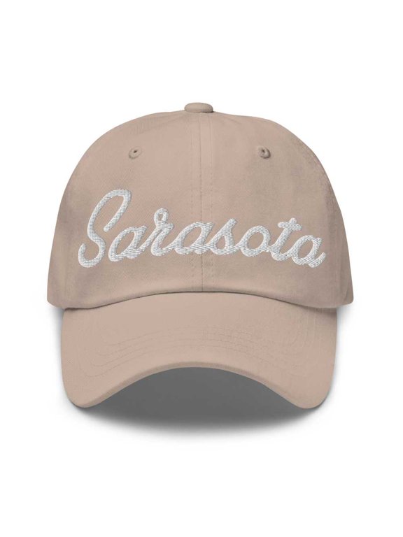 Sarasota Baseball Cap Sarasota Dad Hat Bold Script South Carolina SC Hat Embroidered Souvenir Gift Stone