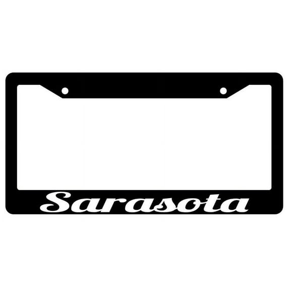 Sarasota Black Plastic License Plate Frame City State