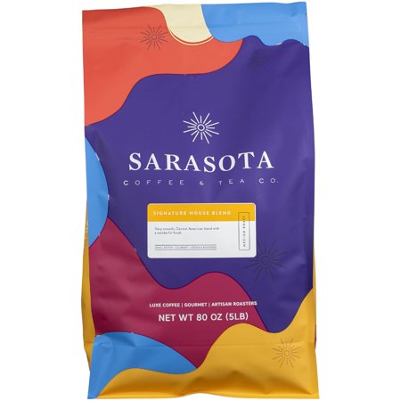 Sarasota Coffee Signature House Breakfast Blend Ground Coffee, Medium Roast, 100% Arabica, Bulk 5 lb Bag